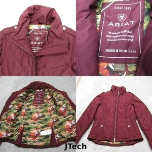 Ariat Jacket Womens Small Purple Insulated Waist‎ Tab Quilted Full Zip Puffer